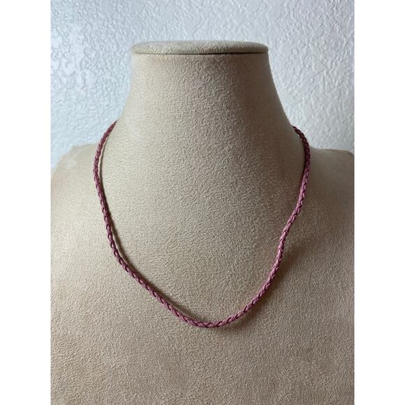 Pink Braided Cord Necklace - Retro 90s Minimalist Style - Picture 1 of 4